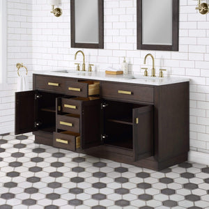 Water Creation Vanity Water Creation CH72B-0600BK Chestnut 72 Inch Double Bathroom Vanity with Mirrors in Brown Oak