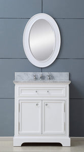 Water Creation Vanity Water Creation DE30CW01PW-000BX0901 30 Inch Pure White Single Sink Bathroom Vanity With Faucet From The Derby Collection