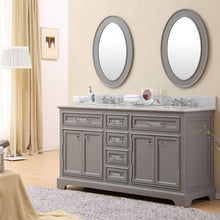 Load image into Gallery viewer, Water Creation Vanity Water Creation DE60CW01CG-000BX0901 60 Inch Cashmere Grey Double Sink Bathroom Vanity With Faucet From The Derby Collection