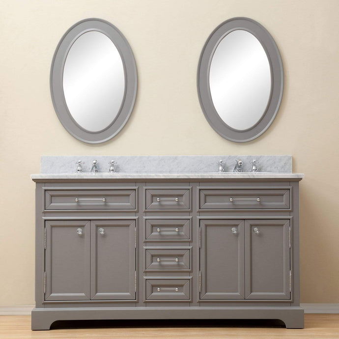 Water Creation Vanity Water Creation DE60CW01CG-000BX0901 60 Inch Cashmere Grey Double Sink Bathroom Vanity With Faucet From The Derby Collection