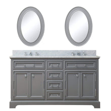 Load image into Gallery viewer, Water Creation Vanity Water Creation DE60CW01CG-O21000000 60 Inch Cashmere Grey Double Sink Bathroom Vanity With Matching Framed Mirrors From The Derby Collection