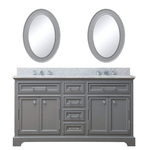 Water Creation Vanity Water Creation DE60CW01CG-O21000000 60 Inch Cashmere Grey Double Sink Bathroom Vanity With Matching Framed Mirrors From The Derby Collection