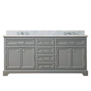 Water Creation Vanity Water Creation DE72CW01CG-000BX0901 72 Inch Cashmere Grey Double Sink Bathroom Vanity With Faucet From The Derby Collection