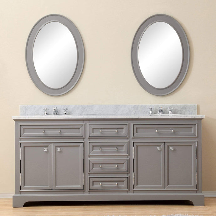 Water Creation Vanity Water Creation DE72CW01CG-000BX0901 72 Inch Cashmere Grey Double Sink Bathroom Vanity With Faucet From The Derby Collection