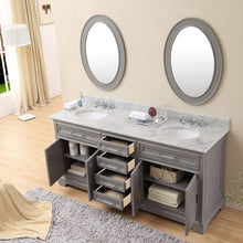 Load image into Gallery viewer, Water Creation Vanity Water Creation DE72CW01CG-000BX0901 72 Inch Cashmere Grey Double Sink Bathroom Vanity With Faucet From The Derby Collection