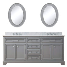 Load image into Gallery viewer, Water Creation Vanity Water Creation DE72CW01CG-O24BX0901 72 Inch Cashmere Grey Double Sink Bathroom Vanity With Matching Framed Mirrors And Faucets From The Derby Collection