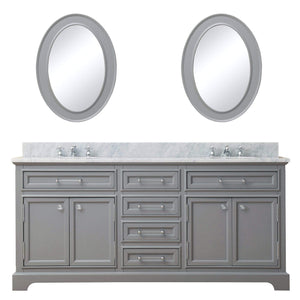 Water Creation Vanity Water Creation DE72CW01CG-O24BX0901 72 Inch Cashmere Grey Double Sink Bathroom Vanity With Matching Framed Mirrors And Faucets From The Derby Collection