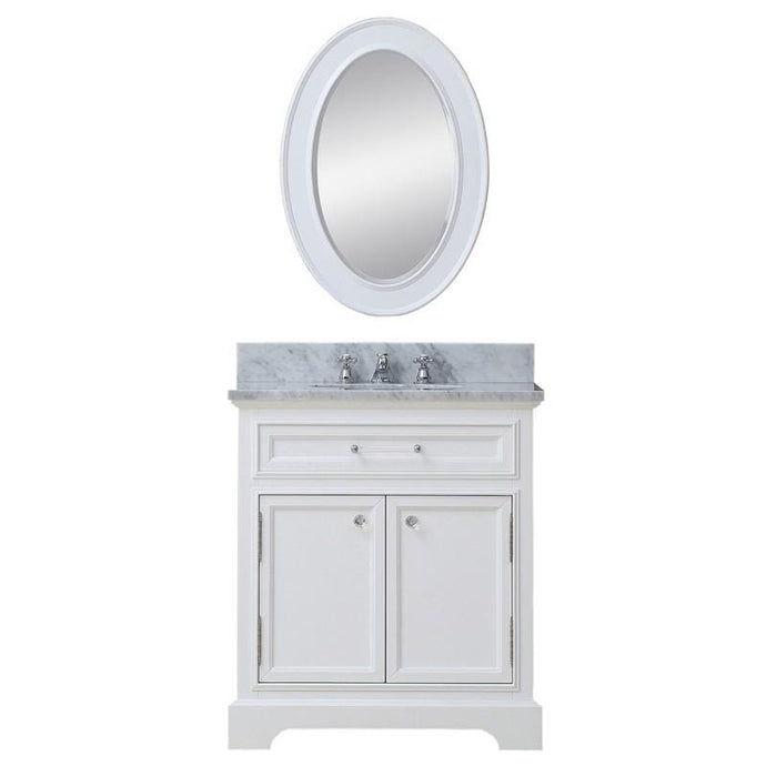 Water Creation Vanity Water Creation DERBY24WB Derby 24 Inch Pure White Single Sink Bathroom Vanity With Matching Framed Mirror