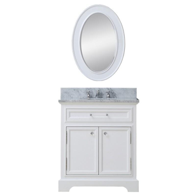 Water Creation Vanity Water Creation DERBY24WB Derby 24 Inch Pure White Single Sink Bathroom Vanity With Matching Framed Mirror