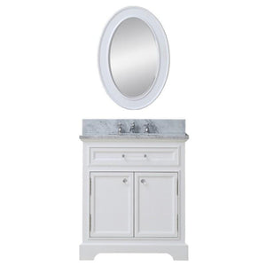 Water Creation Vanity Water Creation DERBY30WB Derby 30 Inch Pure White Single Sink Bathroom Vanity With Matching Framed Mirror