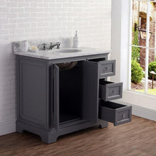 Load image into Gallery viewer, Water Creation Vanity Water Creation DERBY36GB Derby 36 Cashmere Grey Single Sink Carrara Marble Bathroom Vanity With Matching Mirror