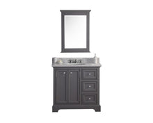 Load image into Gallery viewer, Water Creation Vanity Water Creation DERBY36GB Derby 36 Cashmere Grey Single Sink Carrara Marble Bathroom Vanity With Matching Mirror