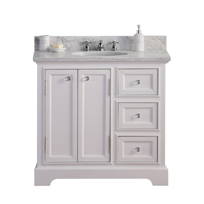Water Creation Vanity Water Creation DERBY36W Derby 36 Pure White Single Sink Carrara Marble Bathroom Vanity