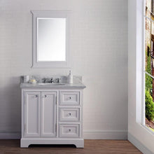 Load image into Gallery viewer, Water Creation Vanity Water Creation DERBY36WB Derby 36 Pure White Single Sink Carrara Marble Bathroom Vanity With Matching Mirror