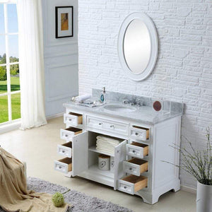 Water Creation Vanity Water Creation DERBY48WB Derby 48 Inch Pure White Single Sink Bathroom Vanity With Matching Framed Mirror