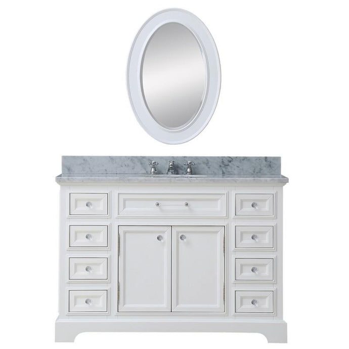 Water Creation Vanity Water Creation DERBY48WB Derby 48 Inch Pure White Single Sink Bathroom Vanity With Matching Framed Mirror