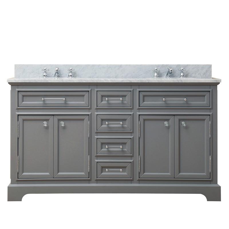 Water Creation Vanity Water Creation DERBY60G Derby 60 Inch Cashmere Grey Double Sink Bathroom Vanity