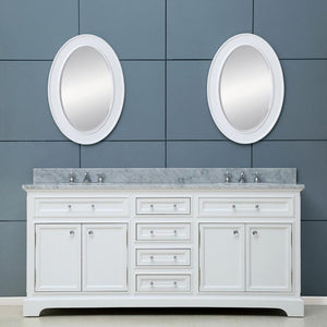 Water Creation Vanity Water Creation DERBY60WB Derby 60 Inch Pure White Double Sink Bathroom Vanity With 2 Matching Framed Mirrors