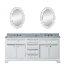 Load image into Gallery viewer, Water Creation Vanity Water Creation DERBY72WB Derby 72 Inch Pure White Double Sink Bathroom Vanity With 2 Matching Framed Mirrors