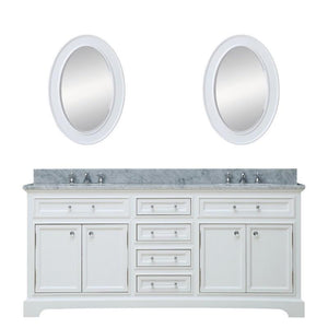 Water Creation Vanity Water Creation DERBY72WB Derby 72 Inch Pure White Double Sink Bathroom Vanity With 2 Matching Framed Mirrors