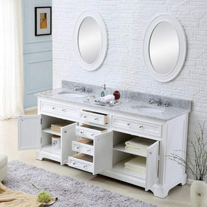 Water Creation Vanity Water Creation DERBY72WB Derby 72 Inch Pure White Double Sink Bathroom Vanity With 2 Matching Framed Mirrors
