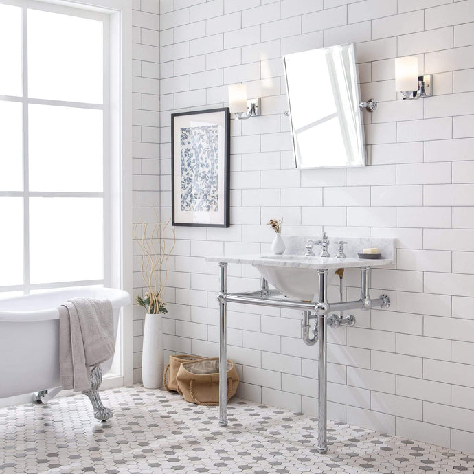 Water Creation Vanity Water Creation EB30D-0113 Embassy 30 Inch Wide Single Wash Stand, P-Trap, Counter Top with Basin, and F2-0013 Faucet included in Chrome Finish