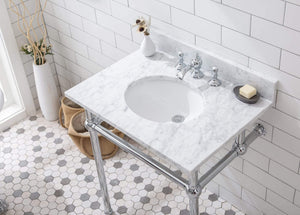 Water Creation Vanity Water Creation EB30E-0113 Embassy 30 Inch Wide Single Wash Stand, P-Trap, Counter Top with Basin, F2-0013 Faucet and Mirror included in Chrome Finish