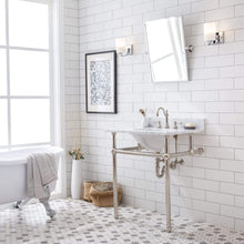 Load image into Gallery viewer, Water Creation Vanity Water Creation EB30E-0512 Embassy 30 Inch Wide Single Wash Stand, P-Trap, Counter Top with Basin, F2-0012 Faucet and Mirror included in Polished Nickel (PVD) Finish