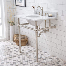 Load image into Gallery viewer, Water Creation Vanity Water Creation EB30E-0512 Embassy 30 Inch Wide Single Wash Stand, P-Trap, Counter Top with Basin, F2-0012 Faucet and Mirror included in Polished Nickel (PVD) Finish