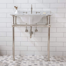 Load image into Gallery viewer, Water Creation Vanity Water Creation EB30E-0512 Embassy 30 Inch Wide Single Wash Stand, P-Trap, Counter Top with Basin, F2-0012 Faucet and Mirror included in Polished Nickel (PVD) Finish