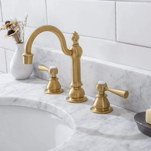 Water Creation Vanity Water Creation EB30E-0612 Embassy 30 Inch Wide Single Wash Stand, P-Trap, Counter Top with Basin, F2-0012 Faucet and Mirror included in Satin Gold Finish