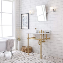 Load image into Gallery viewer, Water Creation Vanity Water Creation EB30E-0613 Embassy 30 Inch Wide Single Wash Stand, P-Trap, Counter Top with Basin, F2-0013 Faucet and Mirror included in Satin Gold Finish