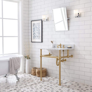 Water Creation Vanity Water Creation EB30E-0613 Embassy 30 Inch Wide Single Wash Stand, P-Trap, Counter Top with Basin, F2-0013 Faucet and Mirror included in Satin Gold Finish
