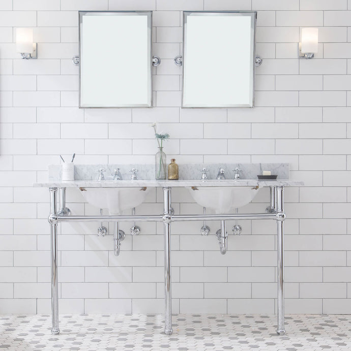 Water Creation Vanity Water Creation EB60B-0100 Embassy 60 Inch Wide Double Wash Stand and P-Trap, Chrome
