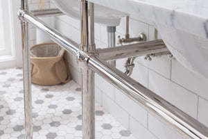 Water Creation Vanity Water Creation EB60E-0513 Embassy 60 Inch Wide Double Wash Stand, P-Trap, Counter Top with Basin, F2-0013 Faucet and Mirror included in Polished Nickel (PVD) Finish