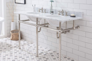 Water Creation Vanity Water Creation EB60E-0513 Embassy 60 Inch Wide Double Wash Stand, P-Trap, Counter Top with Basin, F2-0013 Faucet and Mirror included in Polished Nickel (PVD) Finish