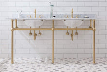 Load image into Gallery viewer, Water Creation Vanity Water Creation EB72D-0612 Embassy 72 Inch Wide Double Wash Stand, P-Trap, Counter Top with Basin, and F2-0012 Faucet included in Satin Gold Finish