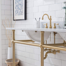 Load image into Gallery viewer, Water Creation Vanity Water Creation EB72D-0612 Embassy 72 Inch Wide Double Wash Stand, P-Trap, Counter Top with Basin, and F2-0012 Faucet included in Satin Gold Finish