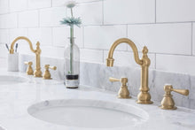 Load image into Gallery viewer, Water Creation Vanity Water Creation EB72D-0612 Embassy 72 Inch Wide Double Wash Stand, P-Trap, Counter Top with Basin, and F2-0012 Faucet included in Satin Gold Finish