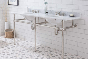 Water Creation Vanity Water Creation EB72E-0509 Embassy 72 Inch Wide Double Wash Stand, P-Trap, Counter Top with Basin, F2-0009 Faucet and Mirror included in Polished Nickel (PVD) Finish