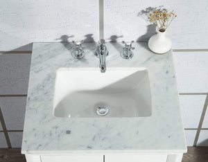 Water Creation Vanity Water Creation EL24CW01PW-000BX0901 Elizabeth 24-Inch Single Sink Carrara White Marble Vanity In Pure White  With F2-0009-01-BX Lavatory Faucet(s)