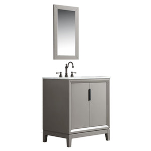 Water Creation Vanity Water Creation EL30CW03CG-R21TL1203 Elizabeth 30-Inch Single Sink Carrara White Marble Vanity In Cashmere Grey With Matching Mirror(s) and F2-0012-03-TL Lavatory Faucet(s)