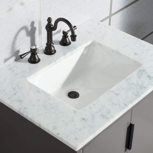 Water Creation Vanity Water Creation EL30CW03CG-R21TL1203 Elizabeth 30-Inch Single Sink Carrara White Marble Vanity In Cashmere Grey With Matching Mirror(s) and F2-0012-03-TL Lavatory Faucet(s)
