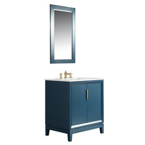 Water Creation Vanity Water Creation EL30CW06MB-000FX1306 Elizabeth 30-Inch Single Sink Carrara White Marble Vanity In Monarch Blue  With F2-0013-06-FX Lavatory Faucet(s)