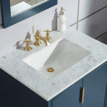 Load image into Gallery viewer, Water Creation Vanity Water Creation EL30CW06MB-000FX1306 Elizabeth 30-Inch Single Sink Carrara White Marble Vanity In Monarch Blue  With F2-0013-06-FX Lavatory Faucet(s)