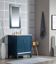 Load image into Gallery viewer, Water Creation Vanity Water Creation EL30CW06MB-R21FX1306 Elizabeth 30-Inch Single Sink Carrara White Marble Vanity In Monarch Blue With Matching Mirror(s) and F2-0013-06-FX Lavatory Faucet(s)