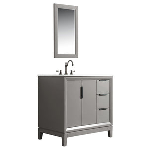 Water Creation Vanity Water Creation EL36CW03CG-R21TL1203 Elizabeth 36-Inch Single Sink Carrara White Marble Vanity In Cashmere Grey With Matching Mirror(s) and F2-0012-03-TL Lavatory Faucet(s)