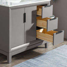 Load image into Gallery viewer, Water Creation Vanity Water Creation EL36CW03CG-R21TL1203 Elizabeth 36-Inch Single Sink Carrara White Marble Vanity In Cashmere Grey With Matching Mirror(s) and F2-0012-03-TL Lavatory Faucet(s)
