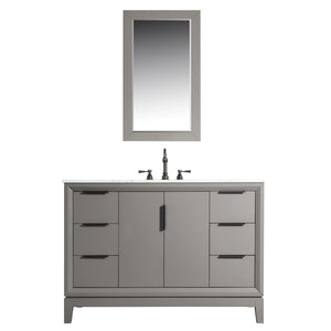 Water Creation Vanity Water Creation EL48CW03CG-R21TL1203 Elizabeth 48-Inch Single Sink Carrara White Marble Vanity In Cashmere Grey With Matching Mirror(s) and F2-0012-03-TL Lavatory Faucet(s)