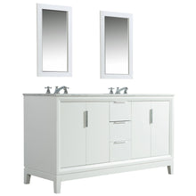 Load image into Gallery viewer, Water Creation Vanity Water Creation EL60CW01PW-R21BX0901 Elizabeth 60-Inch Double Sink Carrara White Marble Vanity In Pure White With Matching Mirror(s) and F2-0009-01-BX Lavatory Faucet(s)